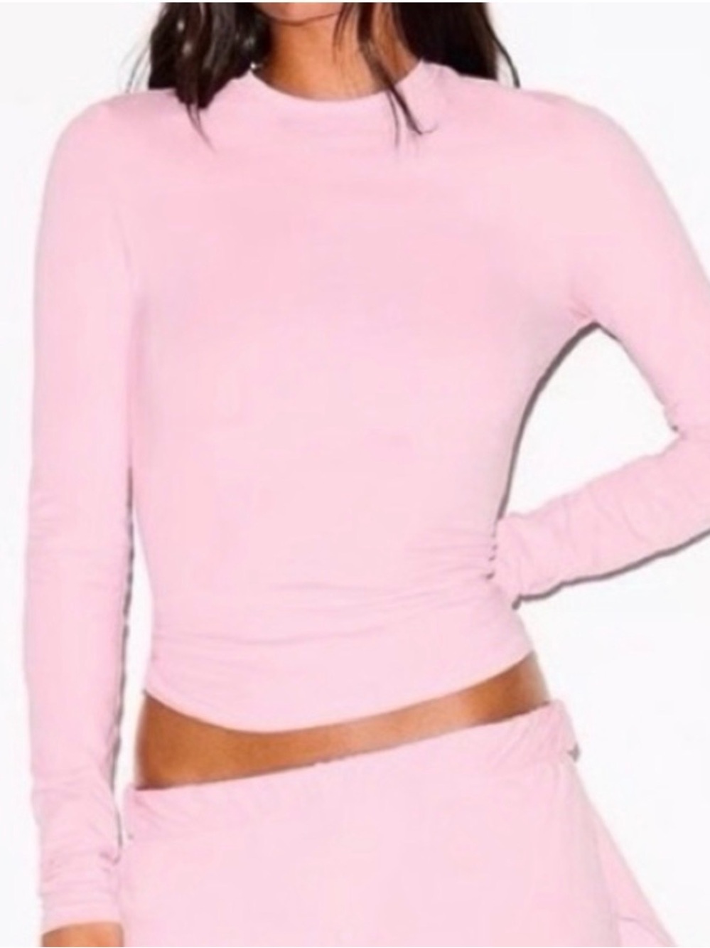 SKIMS Cotton Jersey Long Sleeve Tee Halite Small NWT  Stretch Cotton Top